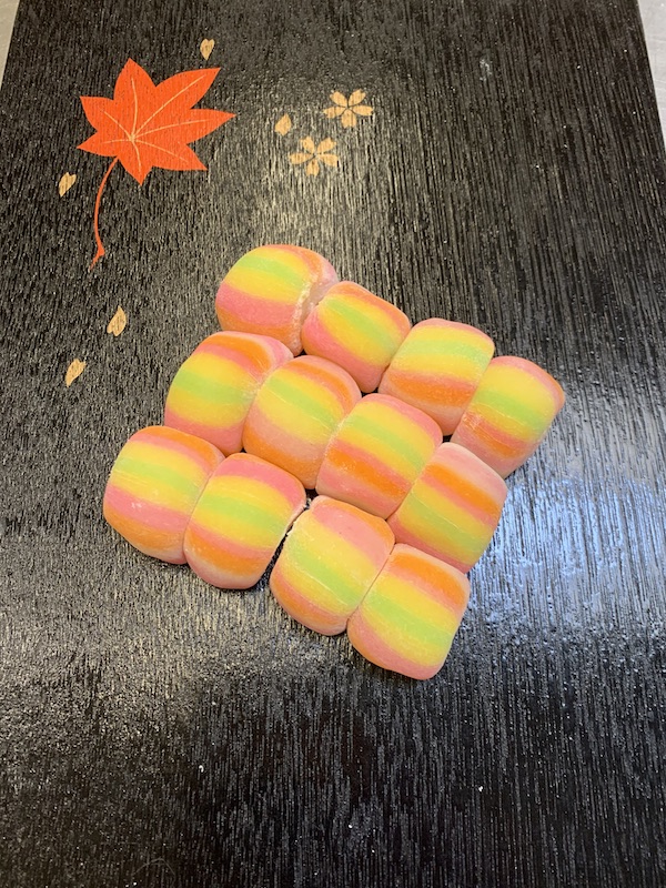 Rainbow Dango - Most popular, firm and chewy mochi snack size, rainbow-colored mochi balls.